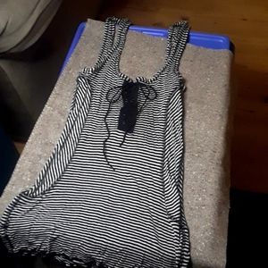 Black and white lace up tank